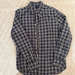 J. Crew Men's Navy and Gray Plaid Shirt